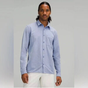 Lululemon commission long sleeve shirt, color: blue barbour/white